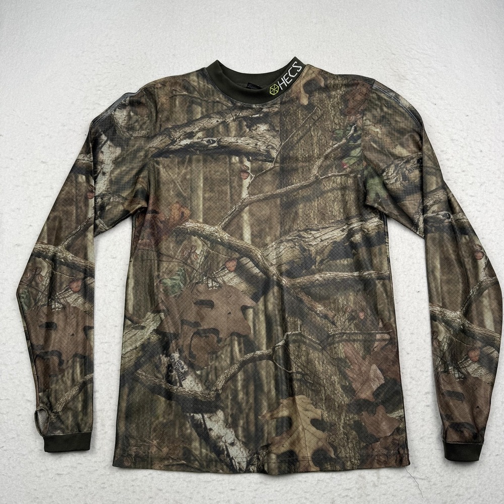 HECS Stealthscreen Shirt Mens Small Brown Mossy Oak Camo Hunting Lightweight